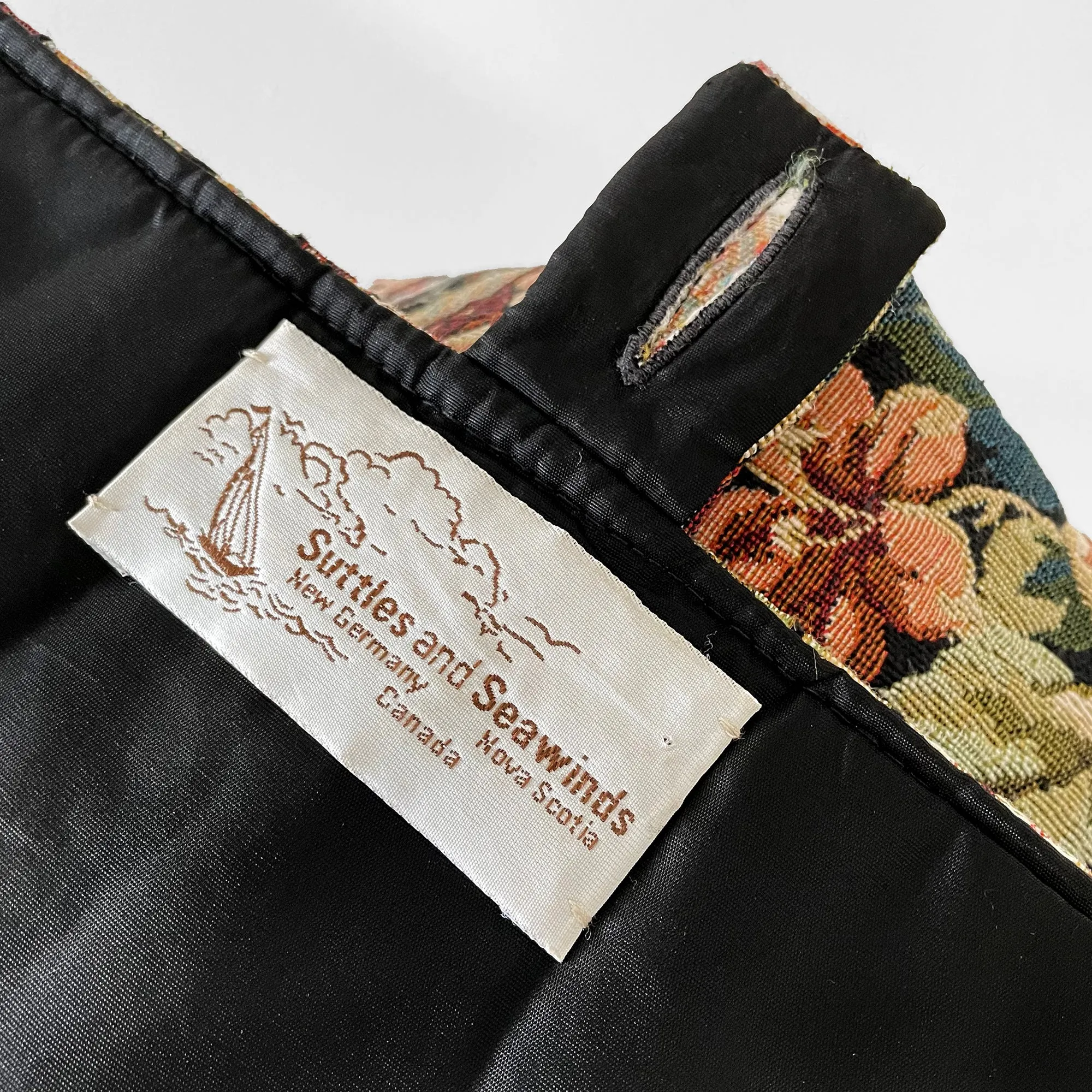 1980s Suttles and Seawind Large Padded Envelope-Style Floral Tapestry Organizer Folio
