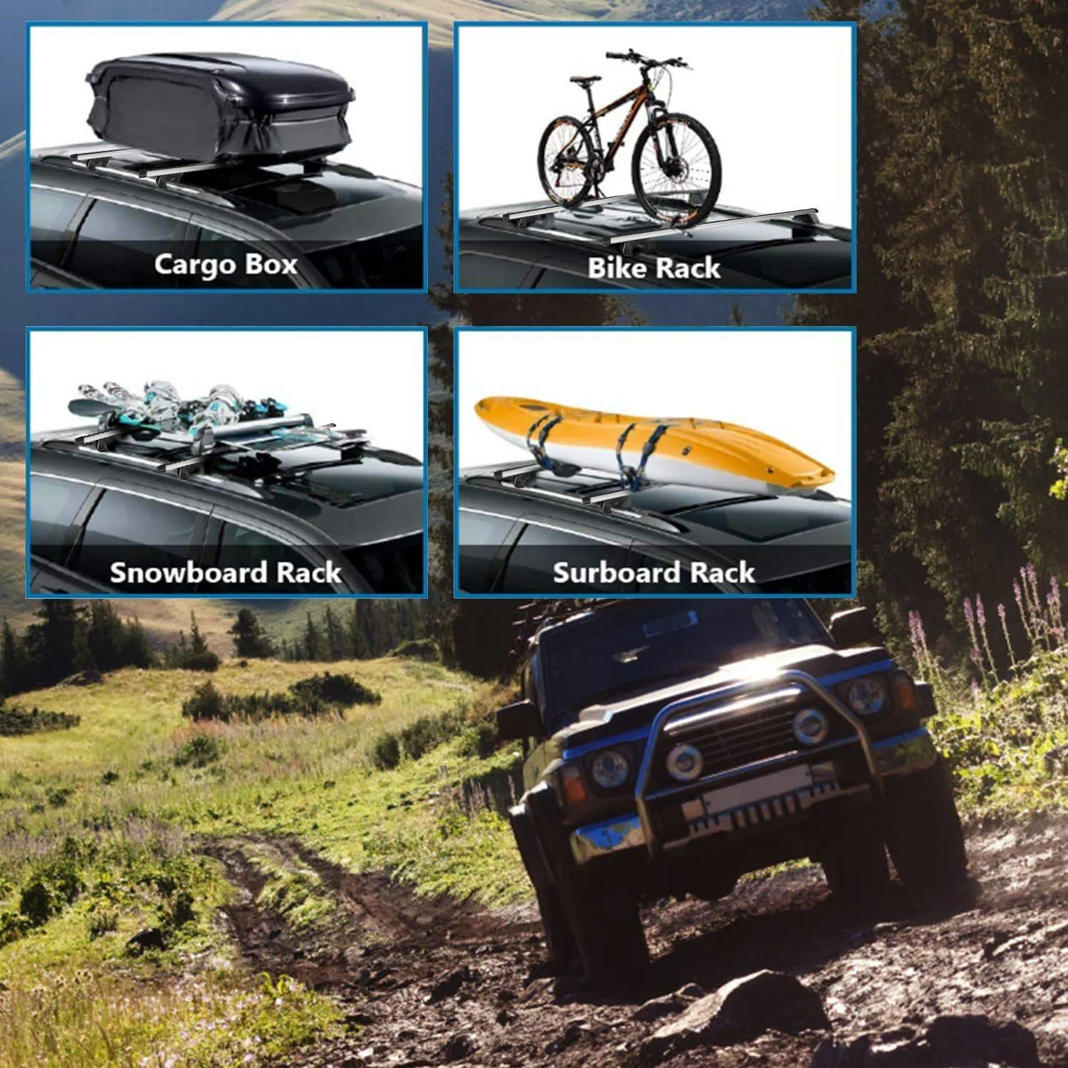 2-Pieces: Car Roof Top Crossbar Rack