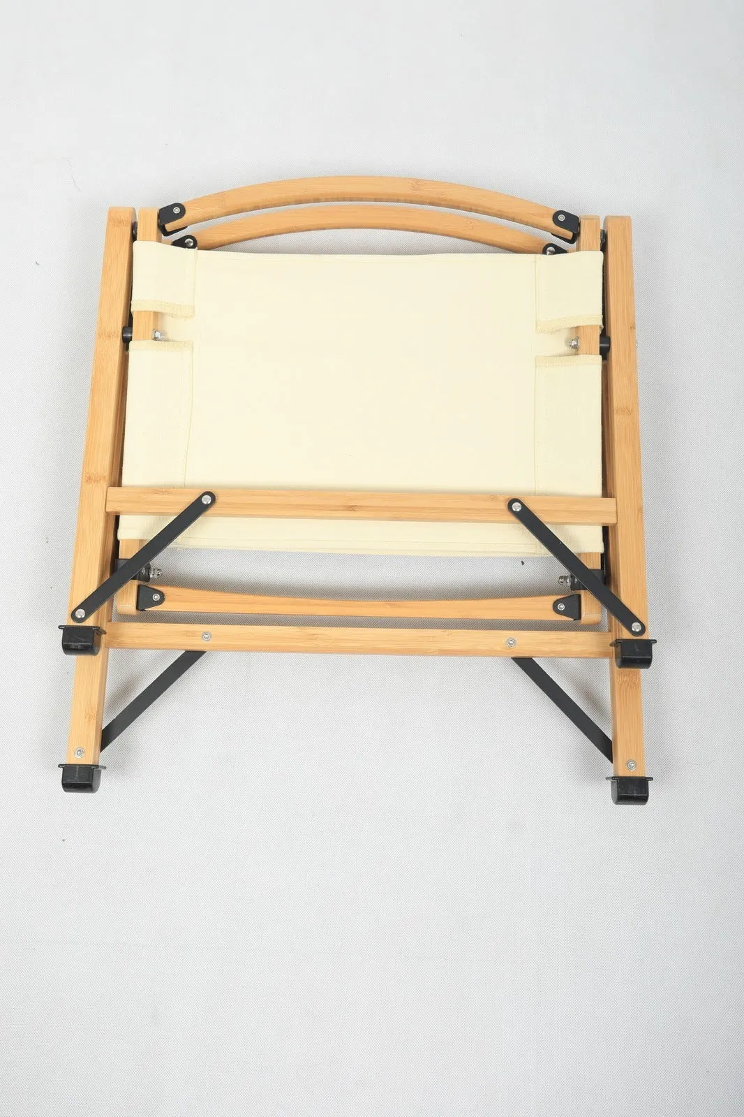 4x Bamboo Canvas Foldable Outdoor Camping Chair Wooden Picnic Park - Khaki/Beige