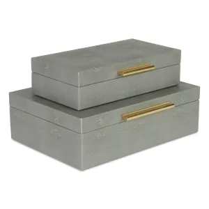 5824-2GR - Lusan Rect Shagreen Boxes - Gray
