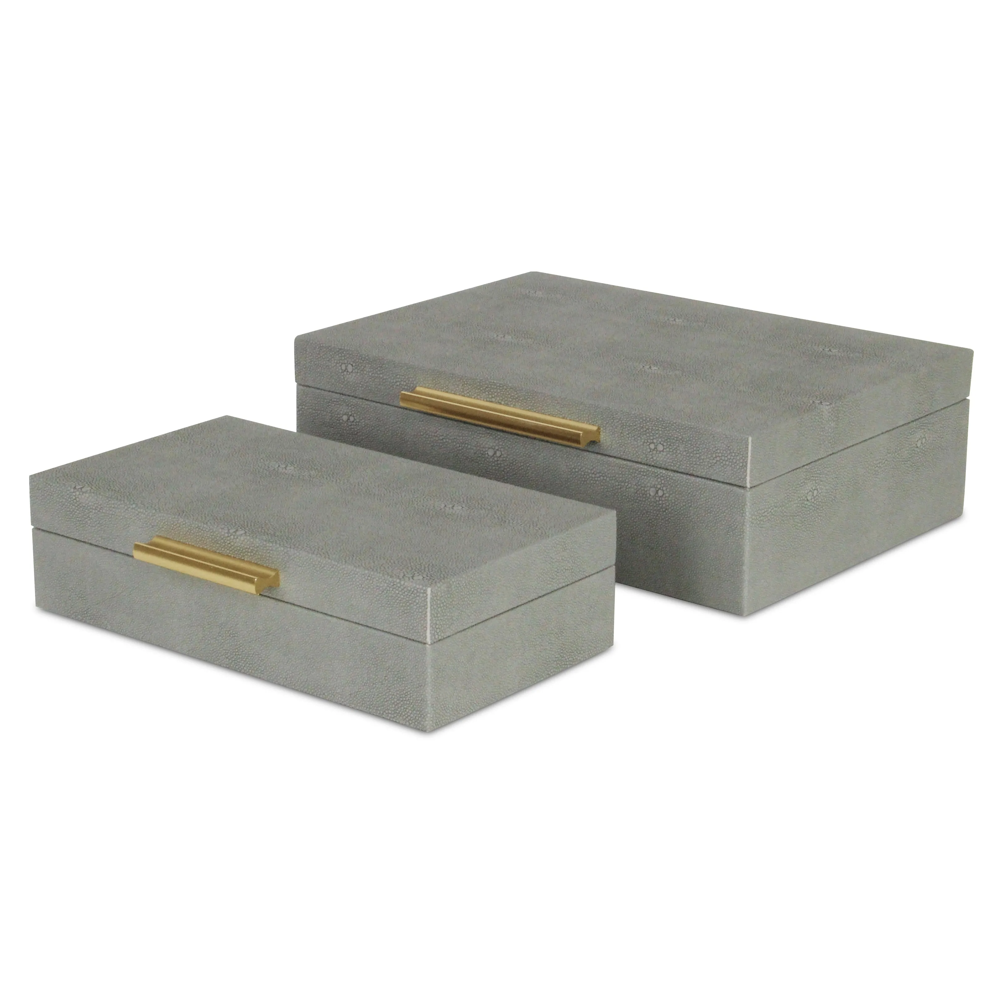 5824-2GR - Lusan Rect Shagreen Boxes - Gray