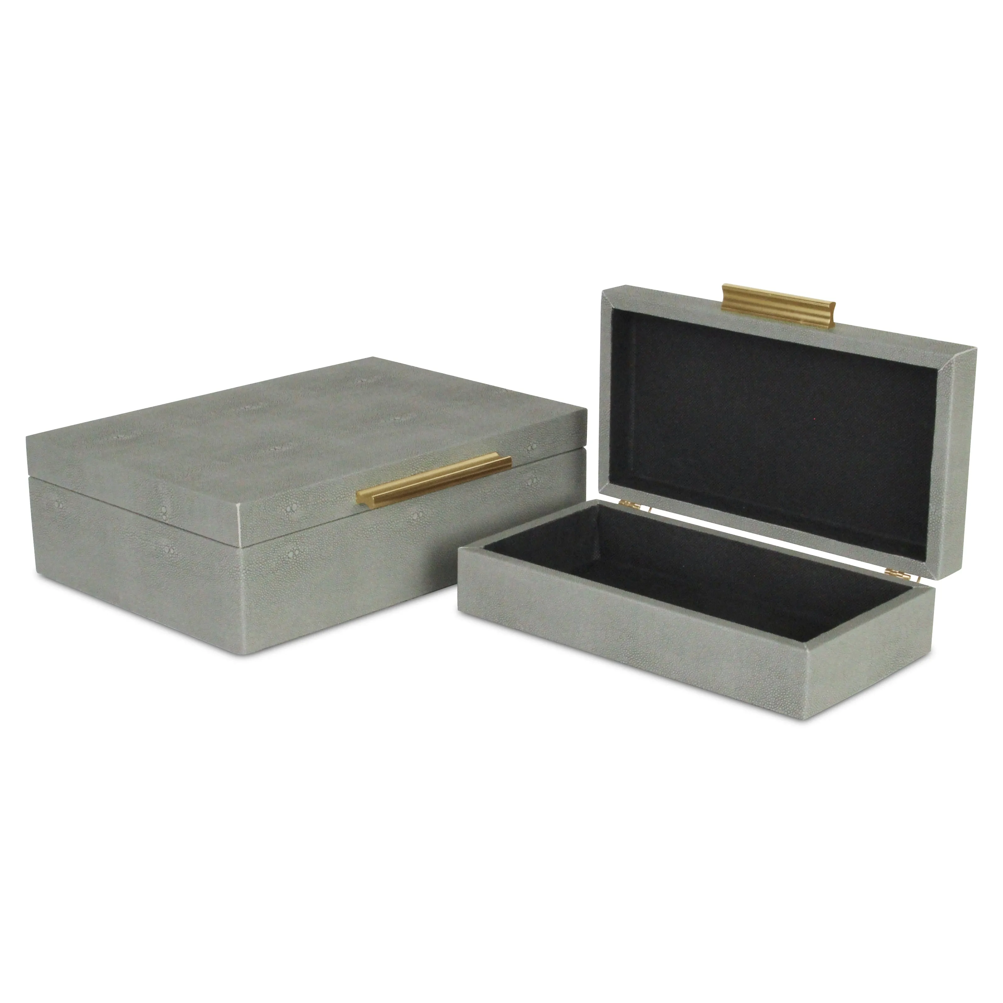 5824-2GR - Lusan Rect Shagreen Boxes - Gray