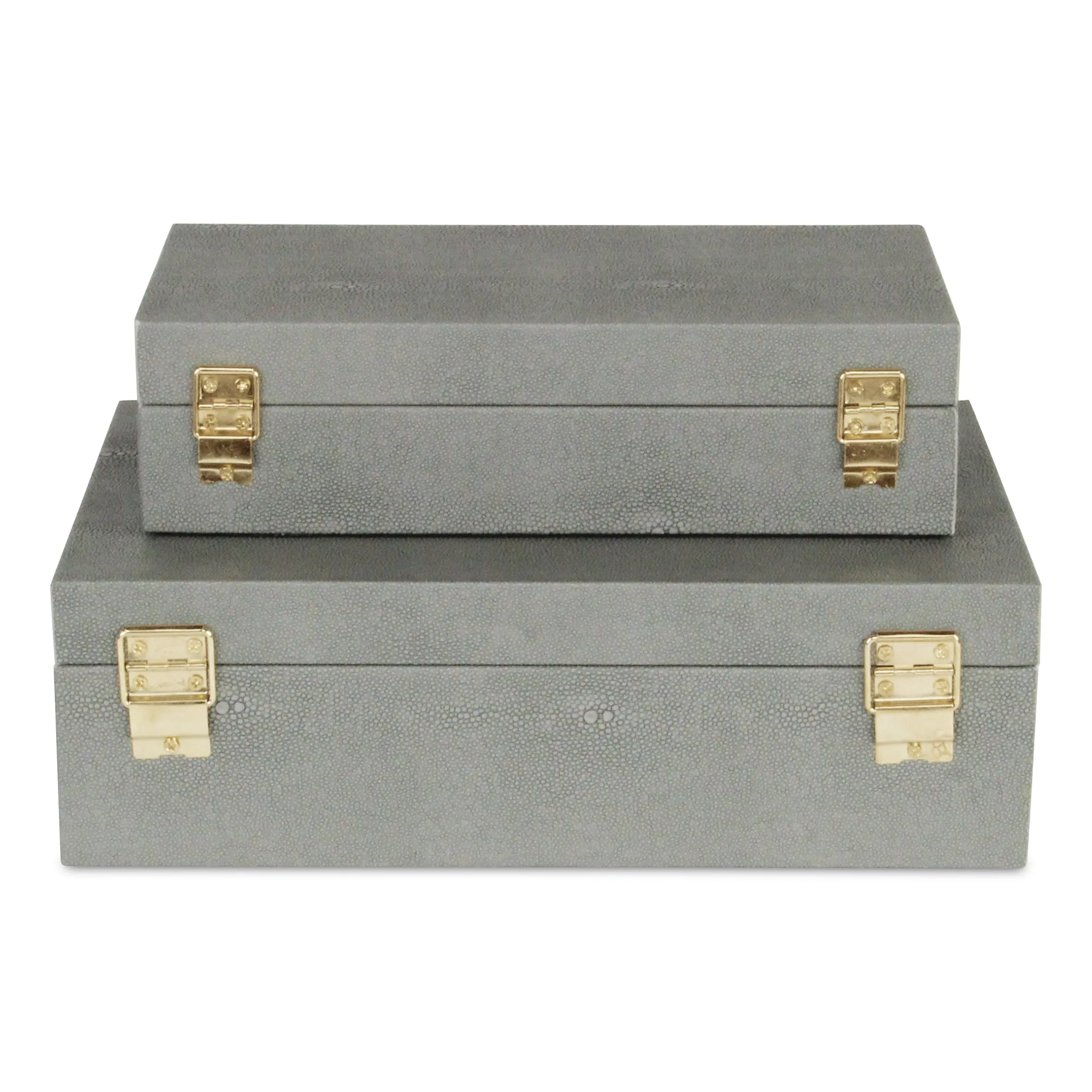5824-2GR - Lusan Rect Shagreen Boxes - Gray