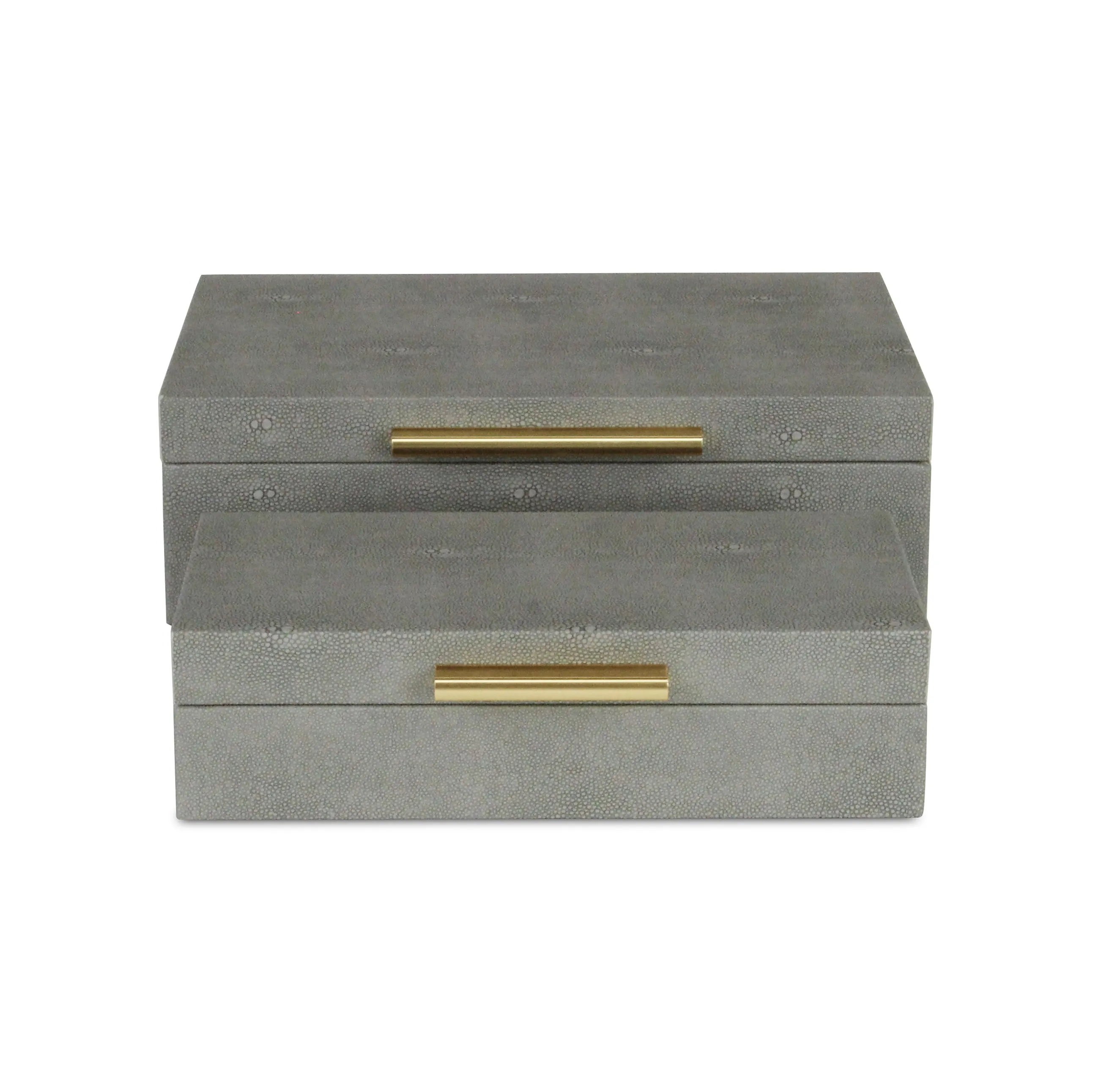 5824-2GR - Lusan Rect Shagreen Boxes - Gray
