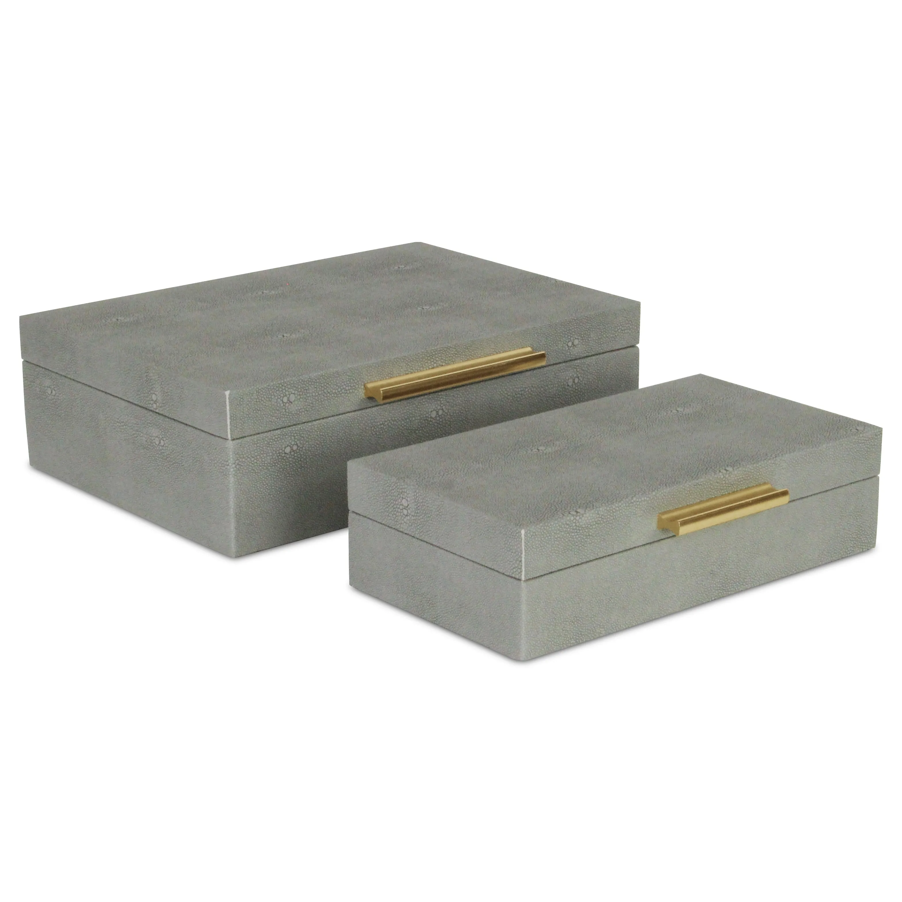 5824-2GR - Lusan Rect Shagreen Boxes - Gray