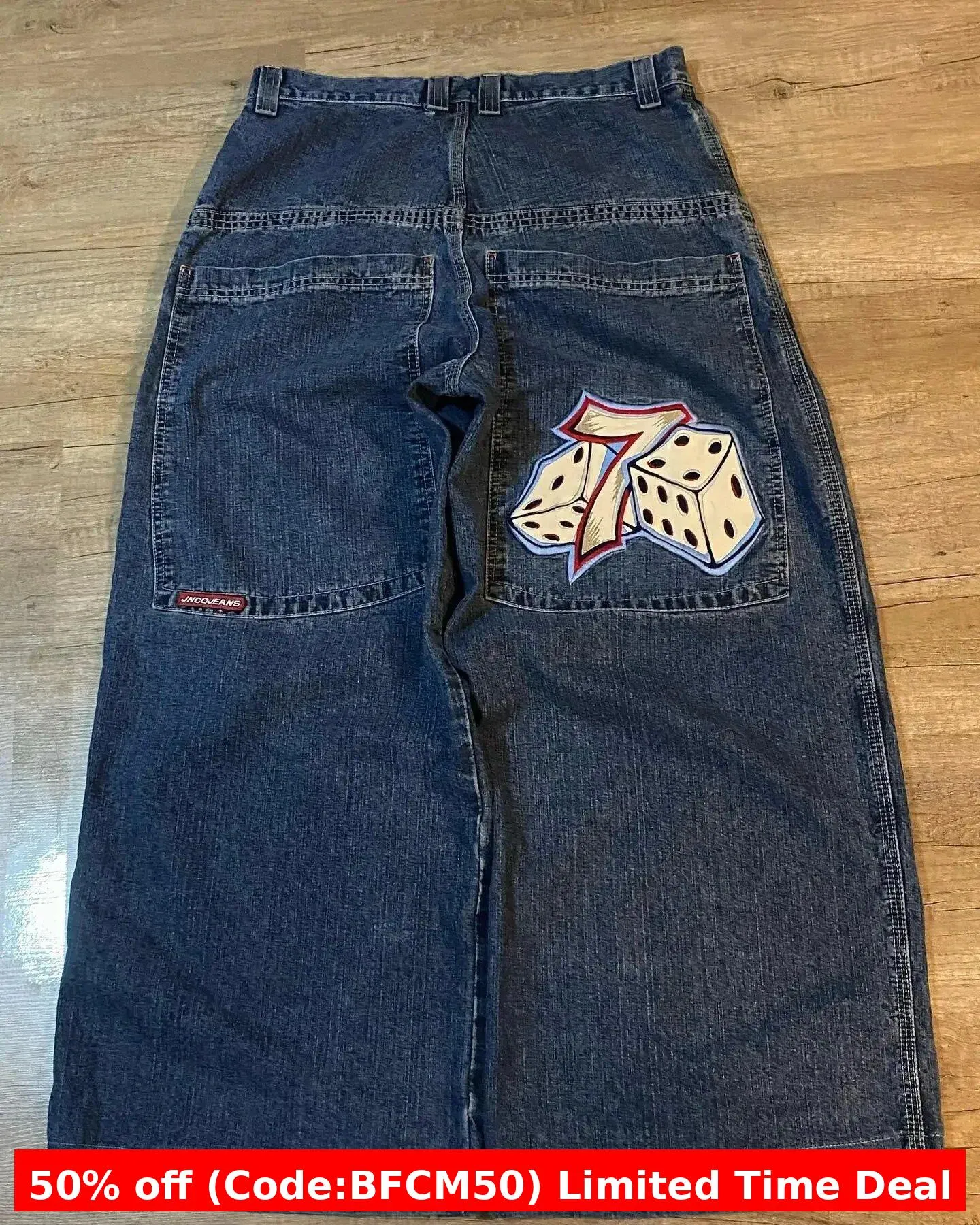 Amozae 1980s fashion trends E-Commerce Loose Jeans Hip Hop Rock Embroidery Street Retro Harajuku High Waist Wide Leg Jeans