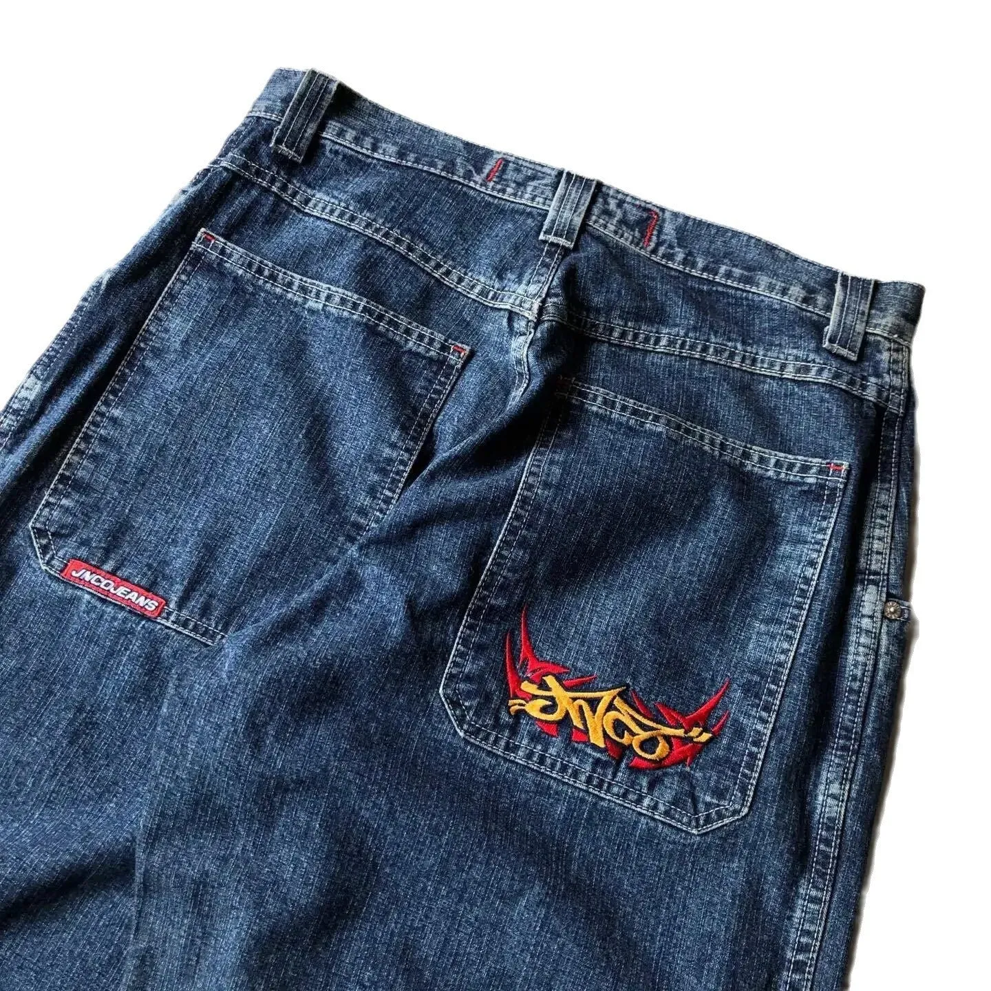 Amozae 1980s fashion trends E-Commerce Loose Jeans Hip Hop Rock Embroidery Street Retro Harajuku High Waist Wide Leg Jeans