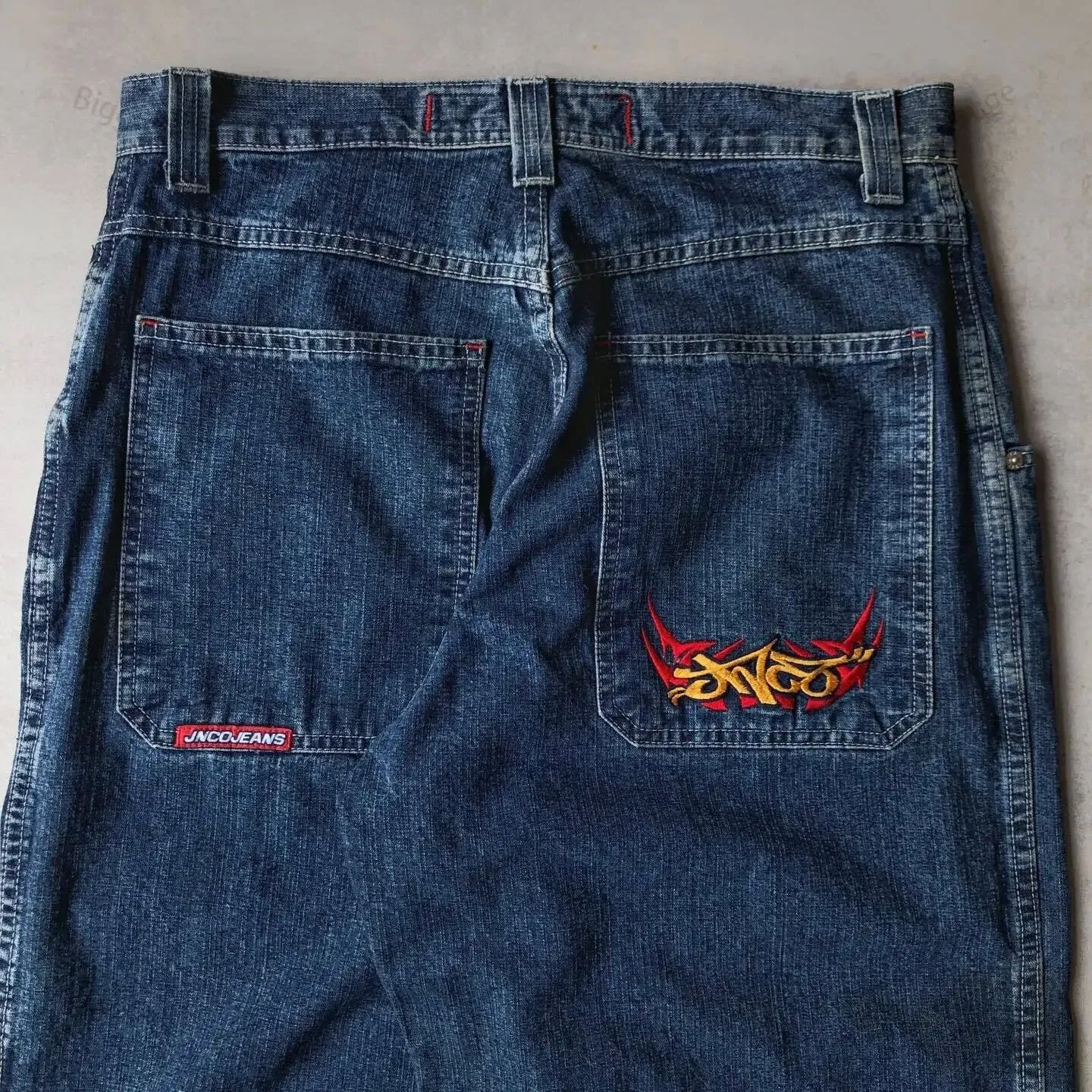 Amozae 1980s fashion trends E-Commerce Loose Jeans Hip Hop Rock Embroidery Street Retro Harajuku High Waist Wide Leg Jeans
