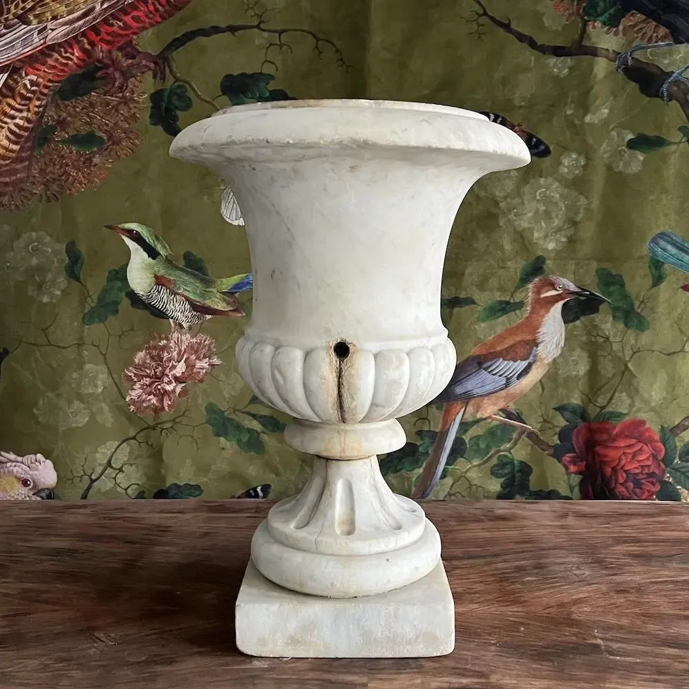 Antique Medici Urn Vase - 19th century original Carrara marble vase