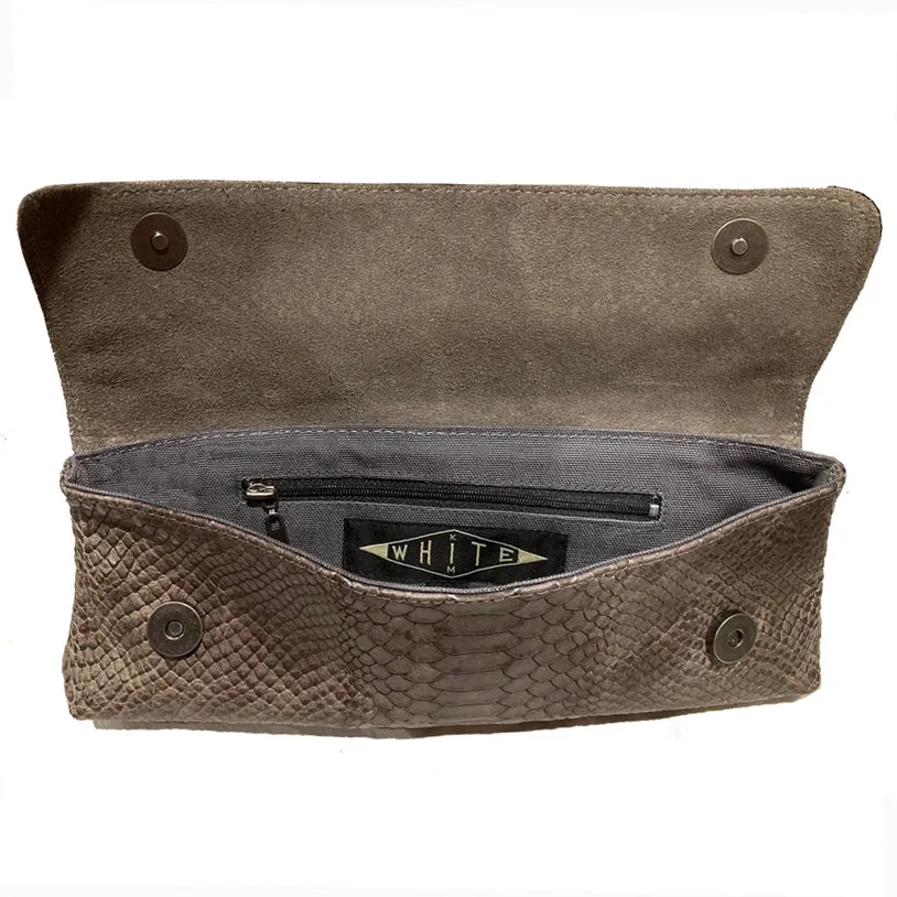 Baguette Clutch  - Grey Snake