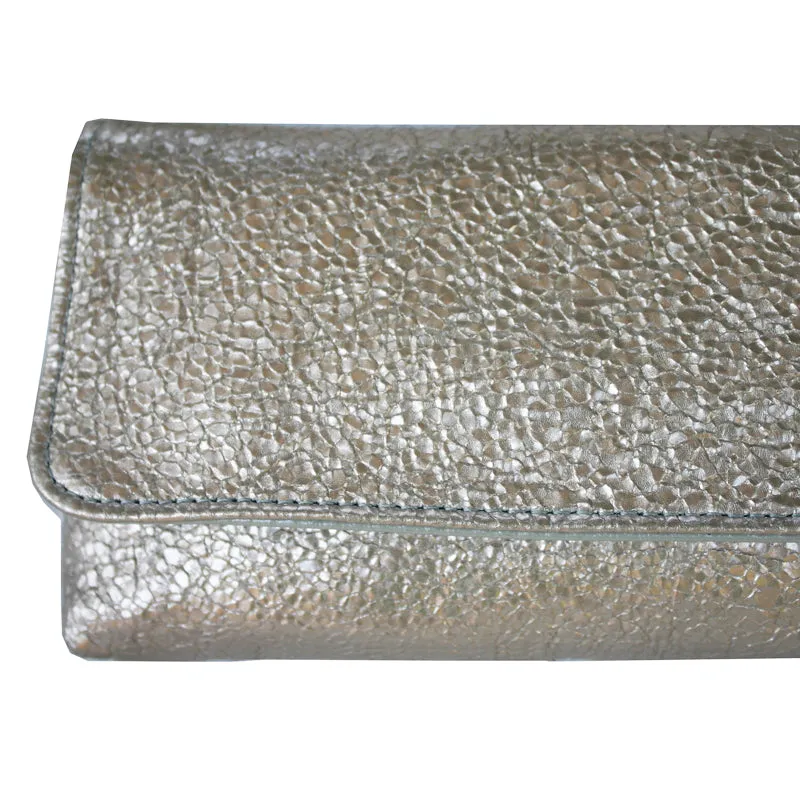Baguette Clutch  - Ivory Crinkle Metallic