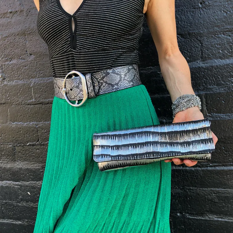 Baguette Clutch  - Ivory Crinkle Metallic