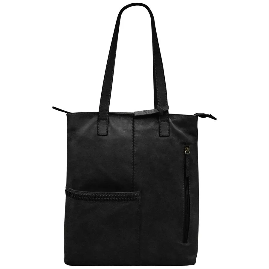 Black Leather Organizer Tote