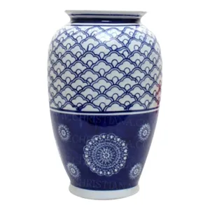 Blue and White Rising Sun Vase