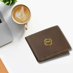 Brown Custom Mens Wallet for Personalized Gift - Initials