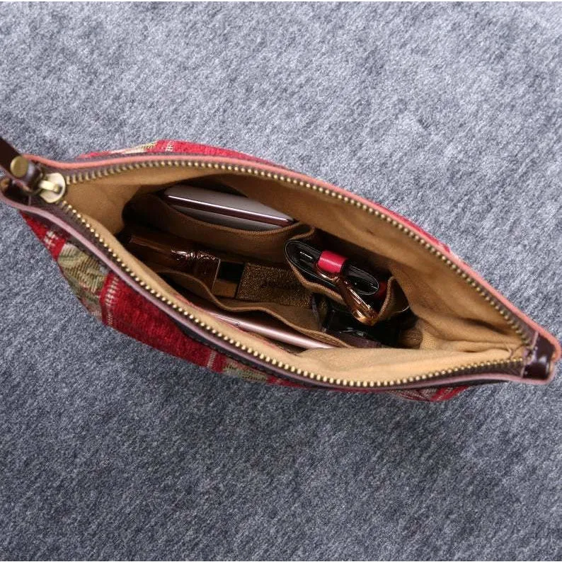 Carpet Clutch & Wristlet Floral Stripes Red