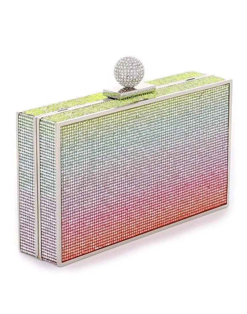Clara Rainbow Crystal Box Clutch