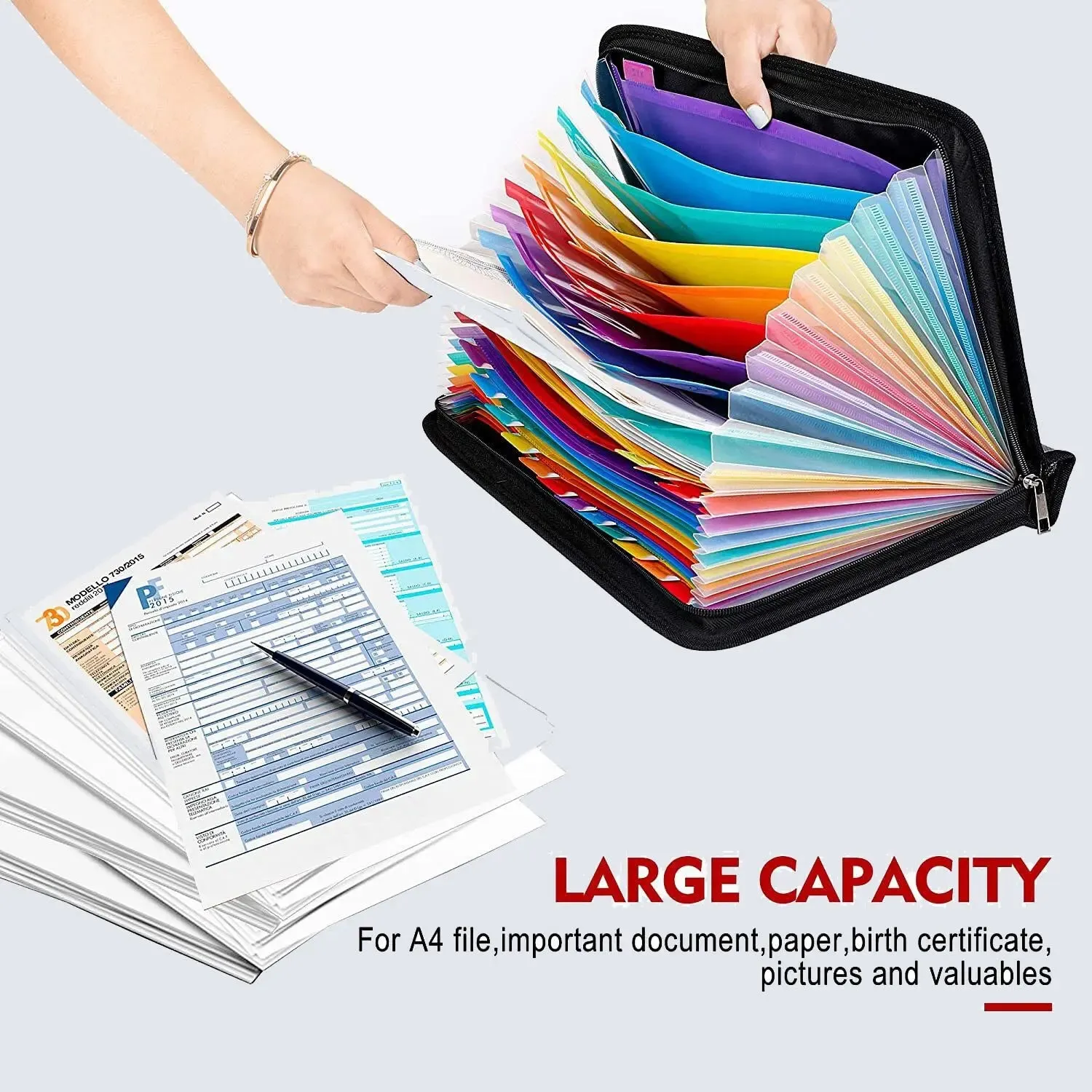 Colorful pocket file organizer