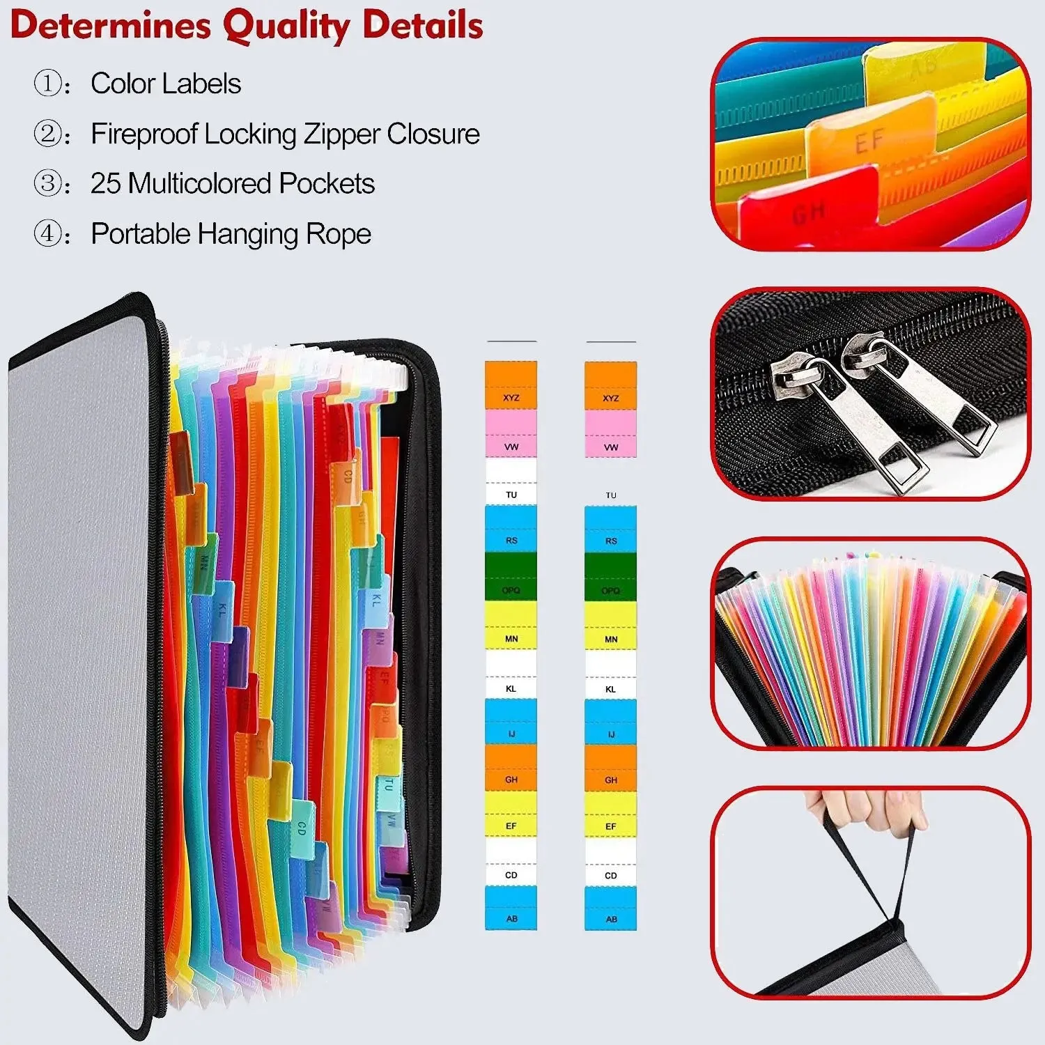 Colorful pocket file organizer