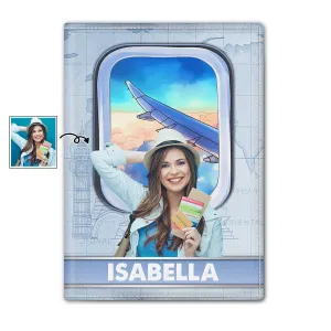 Custom Photo Plane Window - Birthday Gift For Traveling Lover, Him, Her, Family, Trippin', Vacation - Personalized Passport Cover, Passport Holder