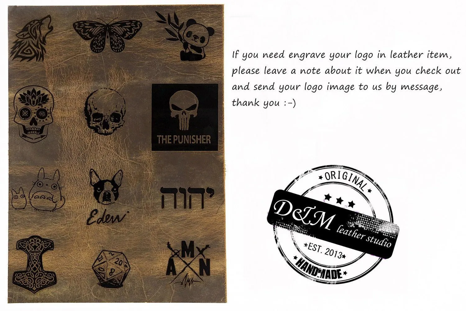 Designer vegetable tanned leather passport cover