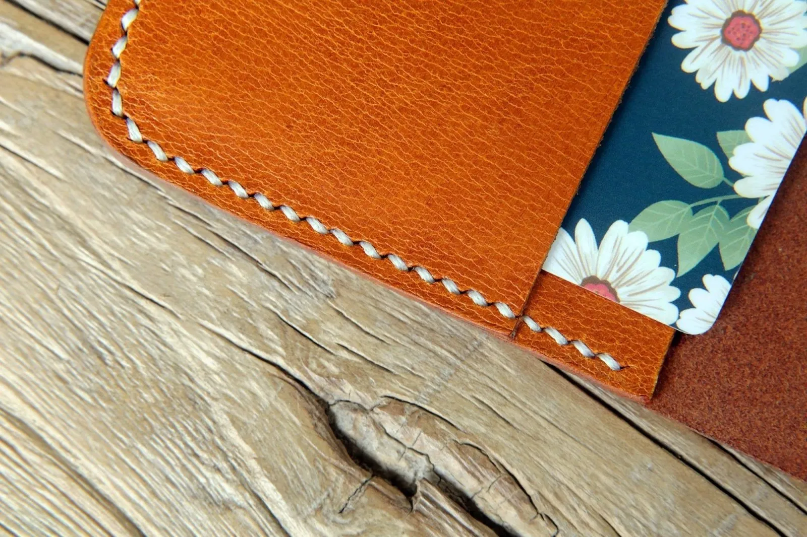 Designer vegetable tanned leather passport cover