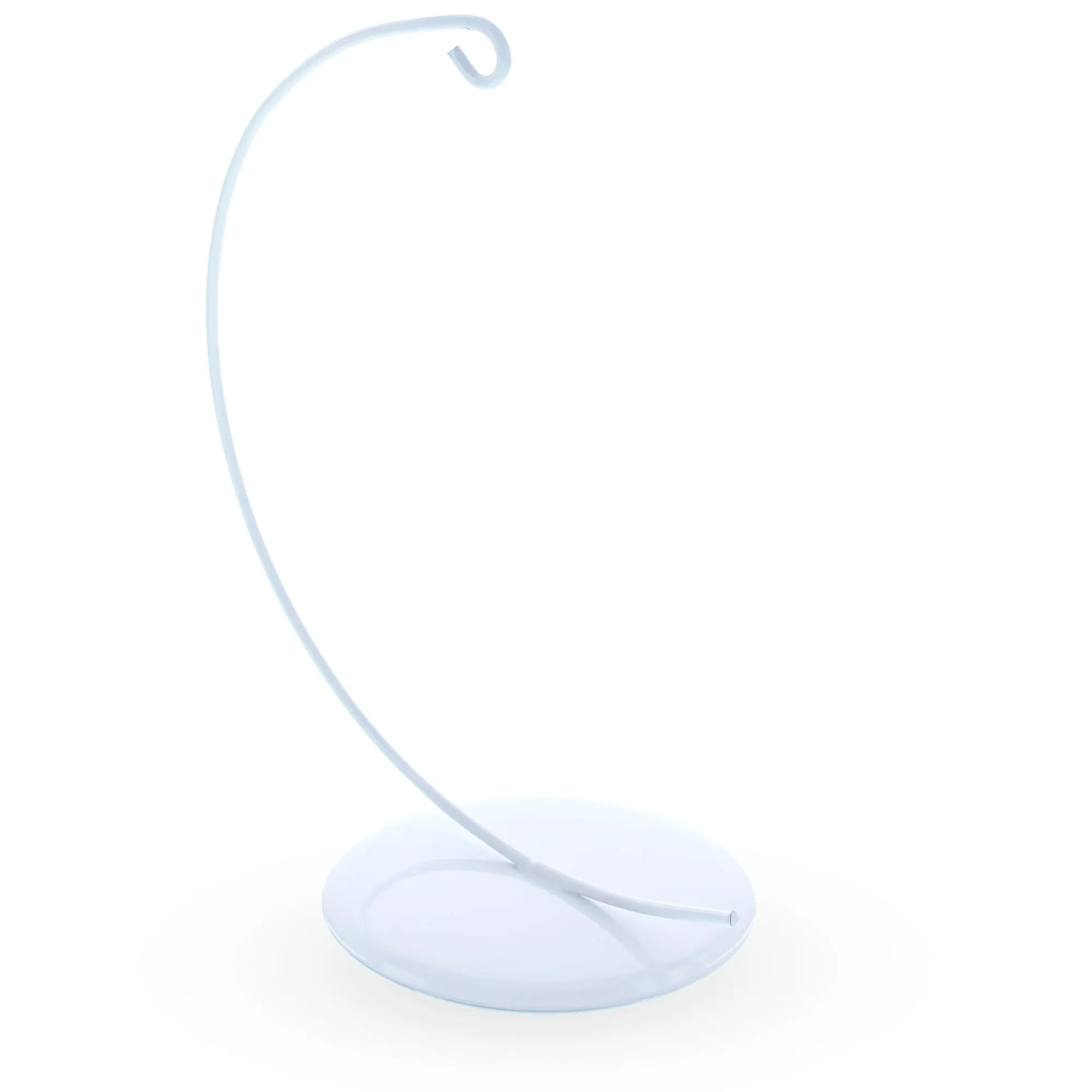 Elegant Curved White Metal Solid Round Base Ornament Display Stand 5.9 Inches