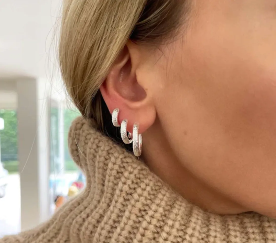 Fairley Antique Silver Midi Hoops