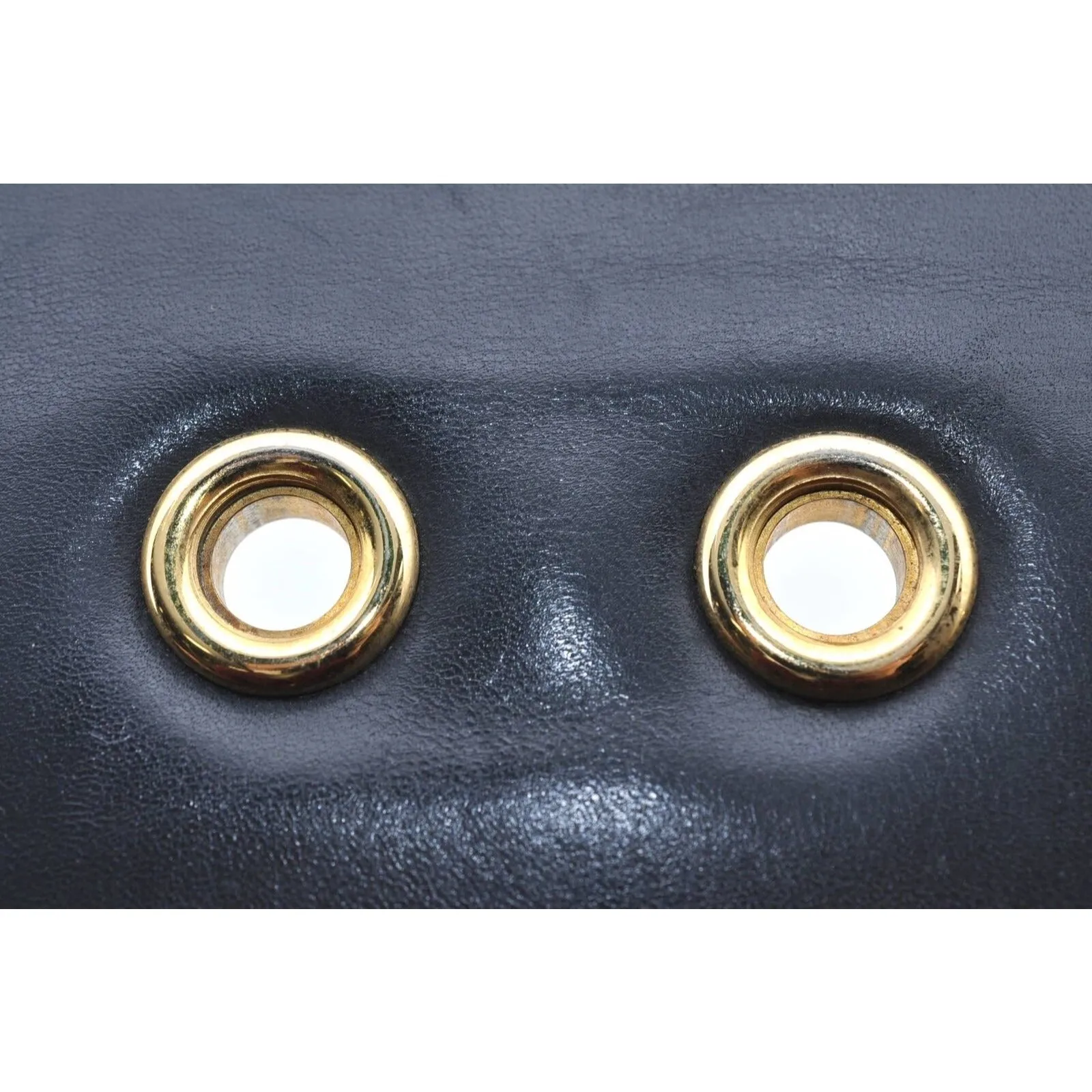 Gucci 60's navy leather saddle bag with gold logo clasp