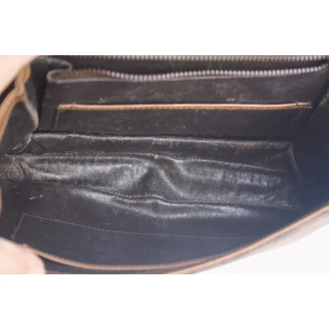 Gucci Brown Guccissima Print Saddle Bag w Red & Green Stripe