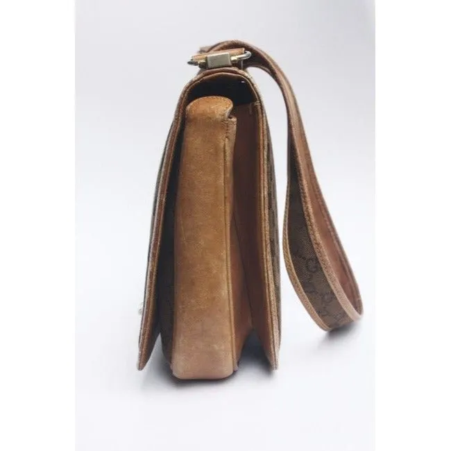 Gucci Gg Supreme Shoulder Bag W Guccissima Print Canvasleather Saddle Redgreen Sherry Stripe Brown L