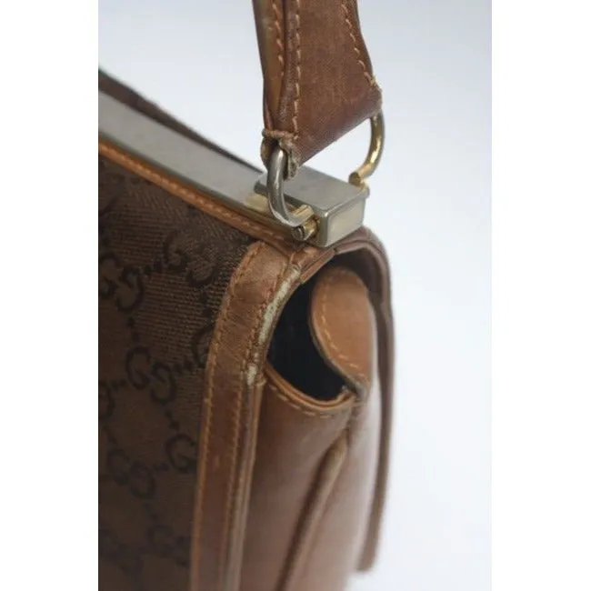 Gucci Gg Supreme Shoulder Bag W Guccissima Print Canvasleather Saddle Redgreen Sherry Stripe Brown L