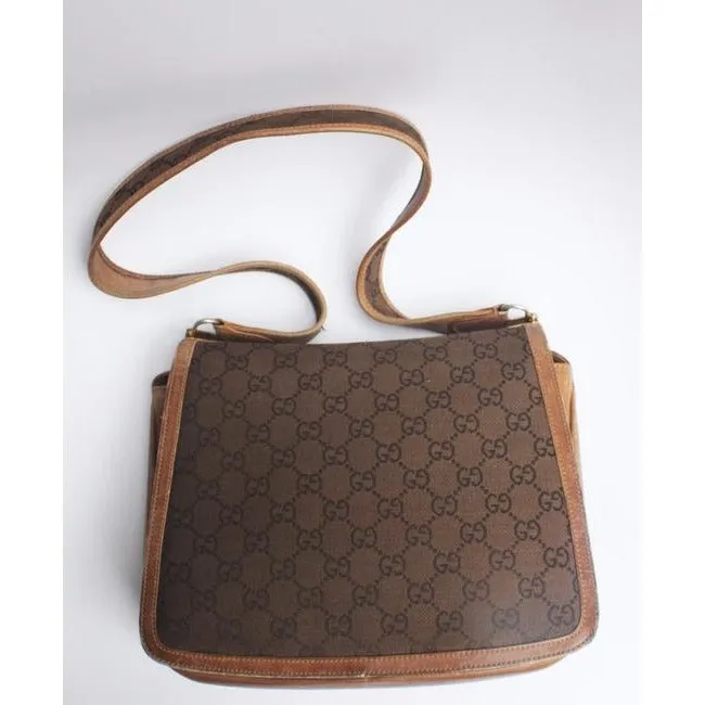 Gucci Gg Supreme Shoulder Bag W Guccissima Print Canvasleather Saddle Redgreen Sherry Stripe Brown L