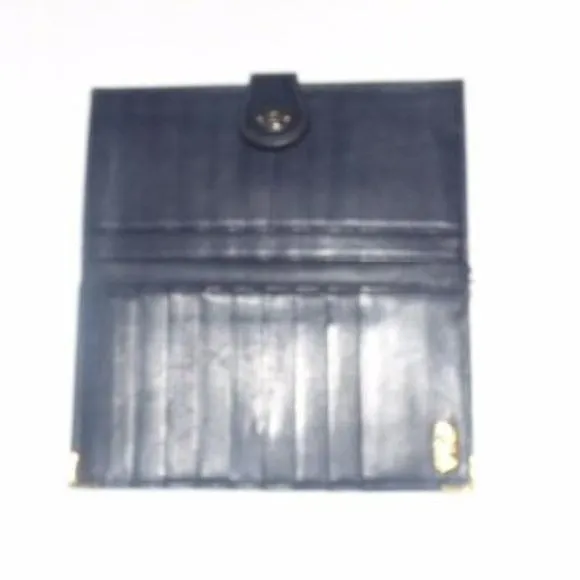 Gucci  Vintage Navy Coated Canvas Leather Checkbook Wallet