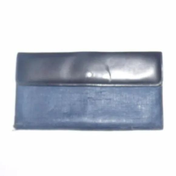 Gucci  Vintage Navy Coated Canvas Leather Checkbook Wallet