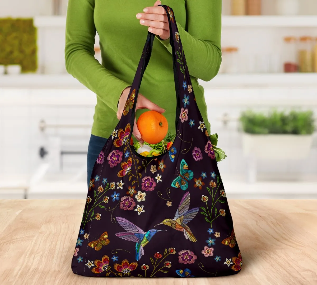 Hummingbird Reusable Grocery Bags Set
