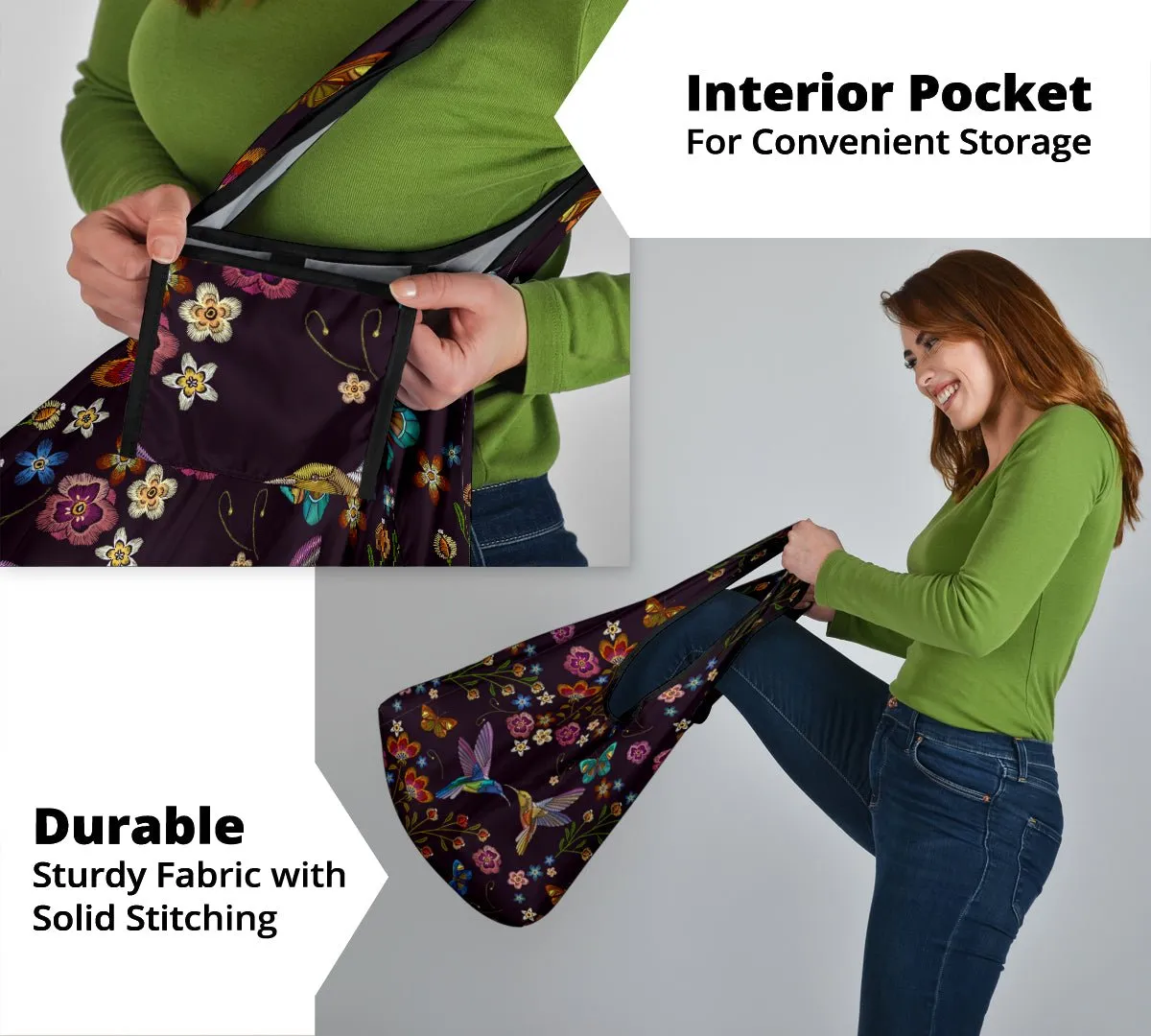 Hummingbird Reusable Grocery Bags Set