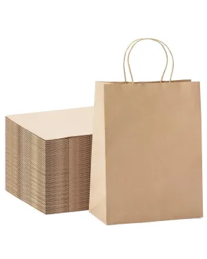 Kraft Paper Gift Bags with Handle 10" x 5" x 13" - Brown Bulk Pack