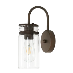 Linden 1 Light Antique Brown Wall Light with Clear Glass