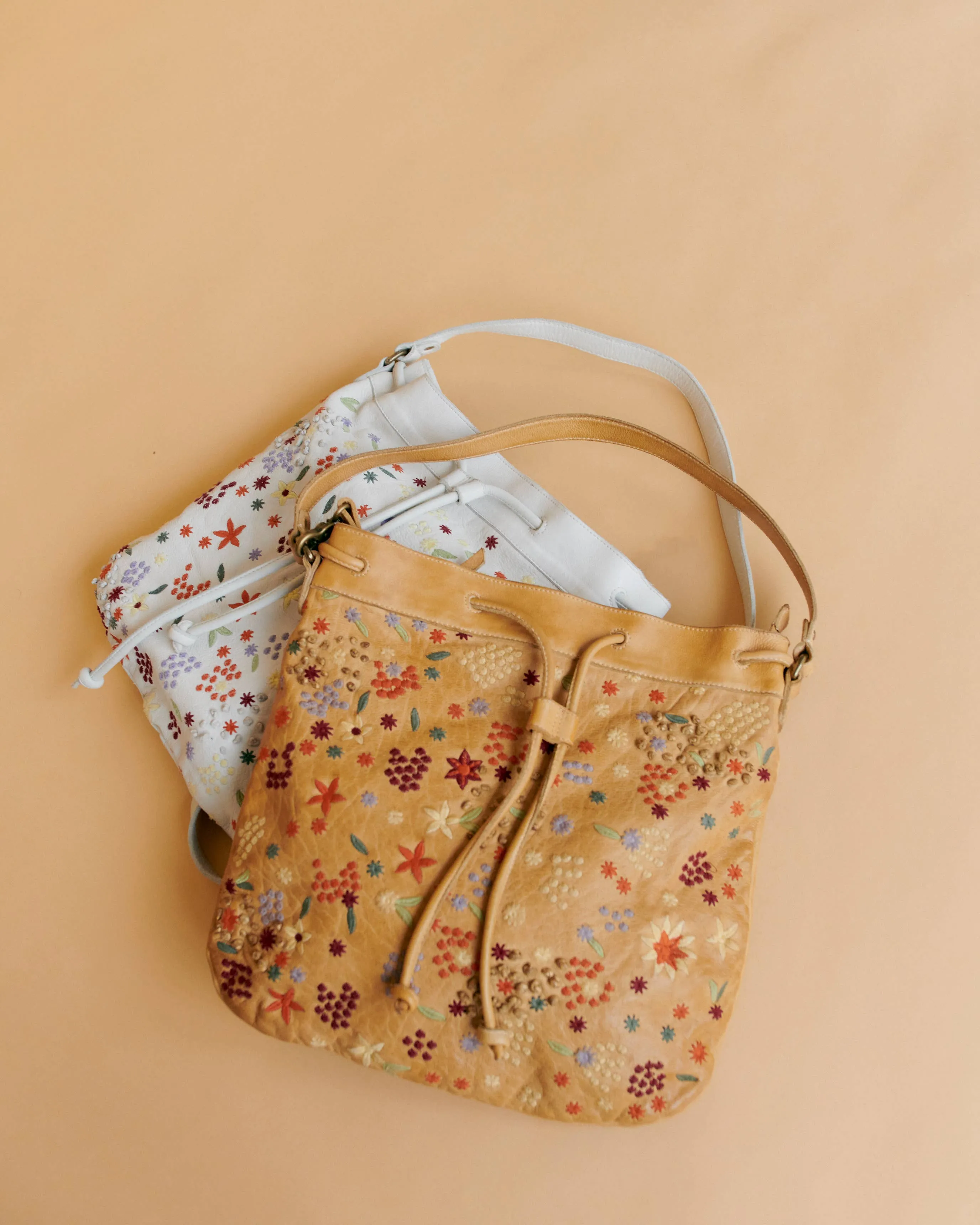 Meadow (LG) Handcrafted Leather Shoulder Bag: Mustard & White by Latico