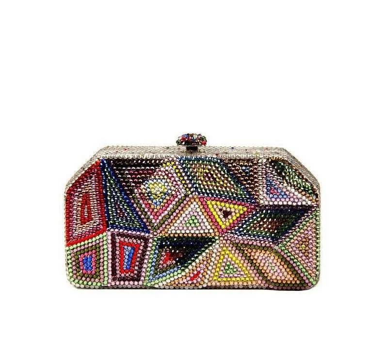 Multicolor Geometry Crystal Clutch