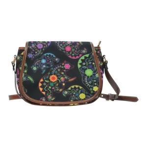 Neon Floral Bears Saddle Bag/Large