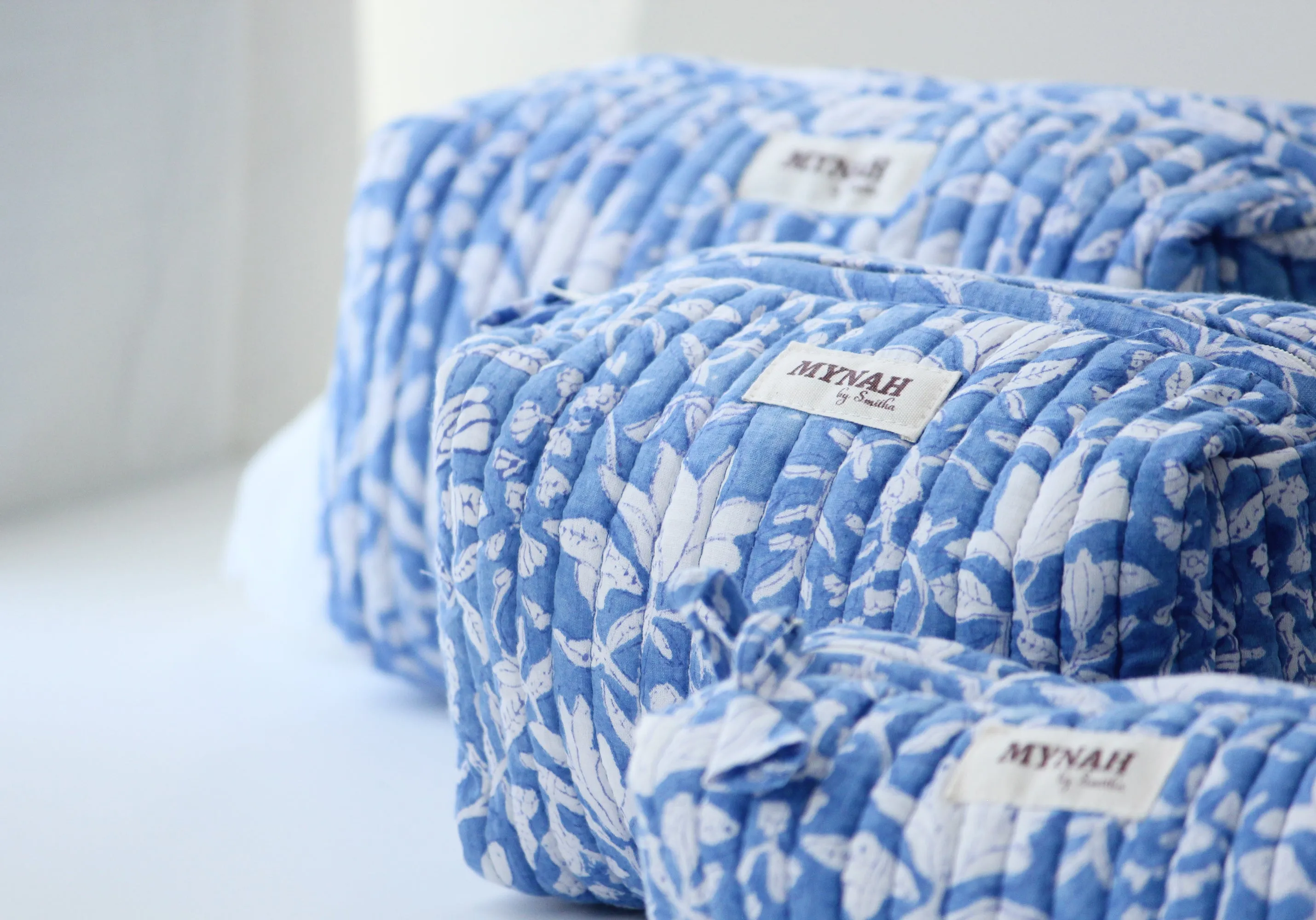 'OLD BLUE'  printed travel/makeup zipper pouch-LARGE only