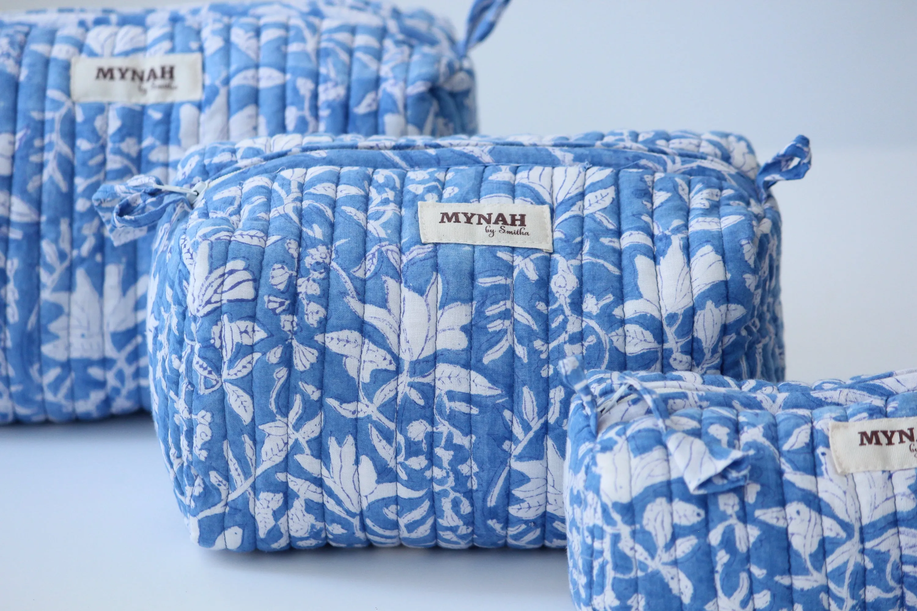 'OLD BLUE'  printed travel/makeup zipper pouch-LARGE only