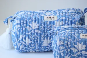 'OLD BLUE'  printed travel/makeup zipper pouch-LARGE only