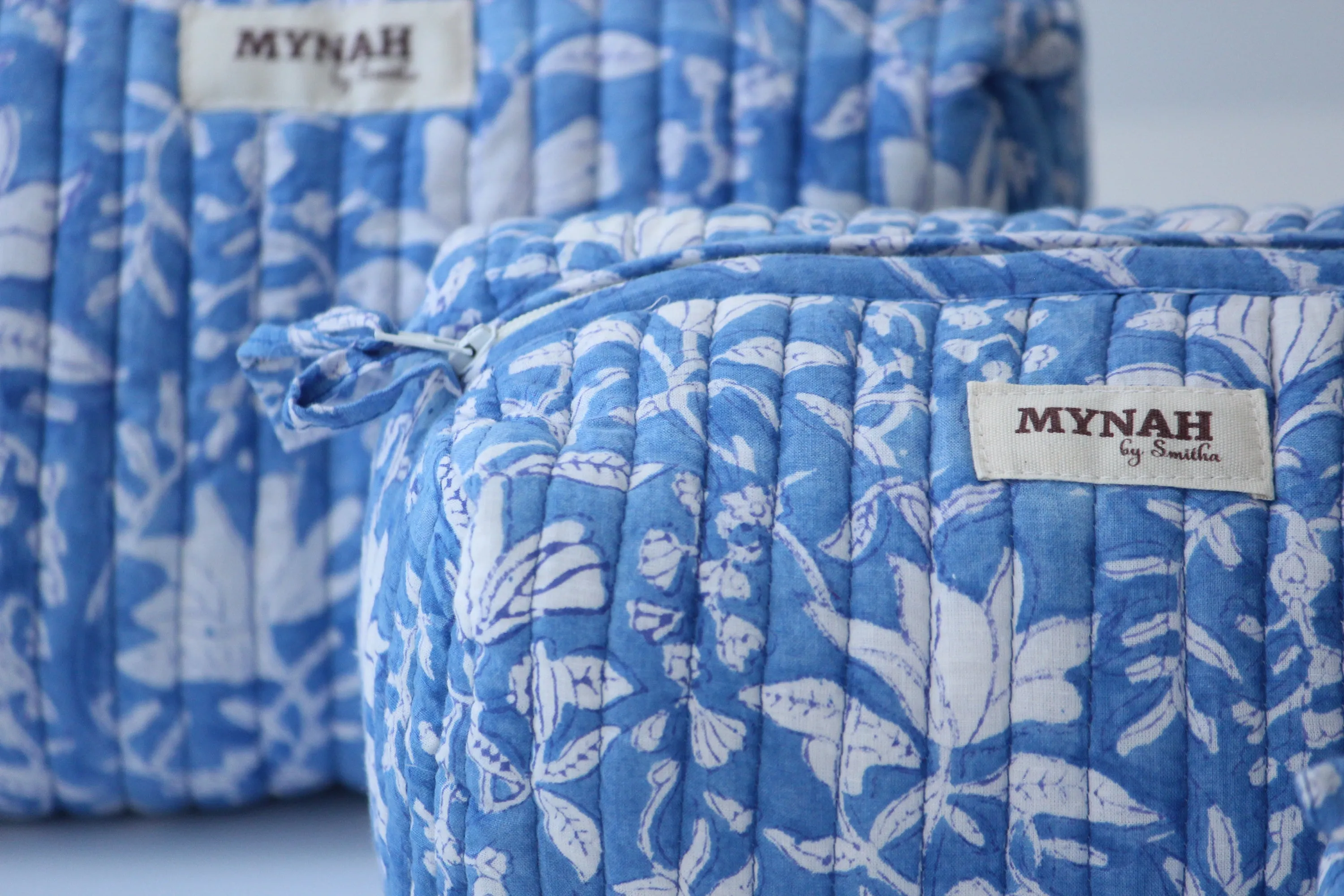 'OLD BLUE'  printed travel/makeup zipper pouch-LARGE only