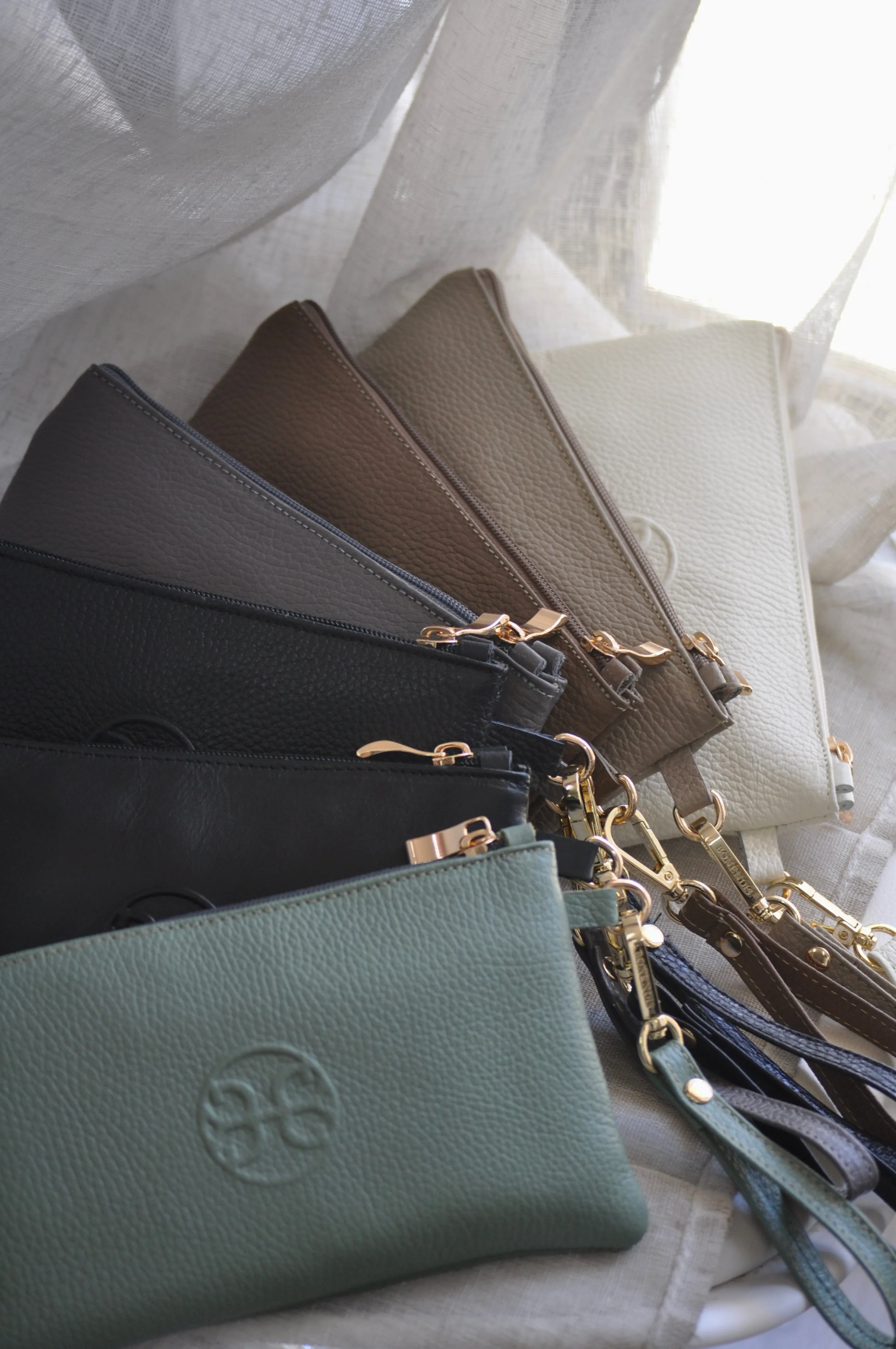 Polly Leather  Pouch - Sage