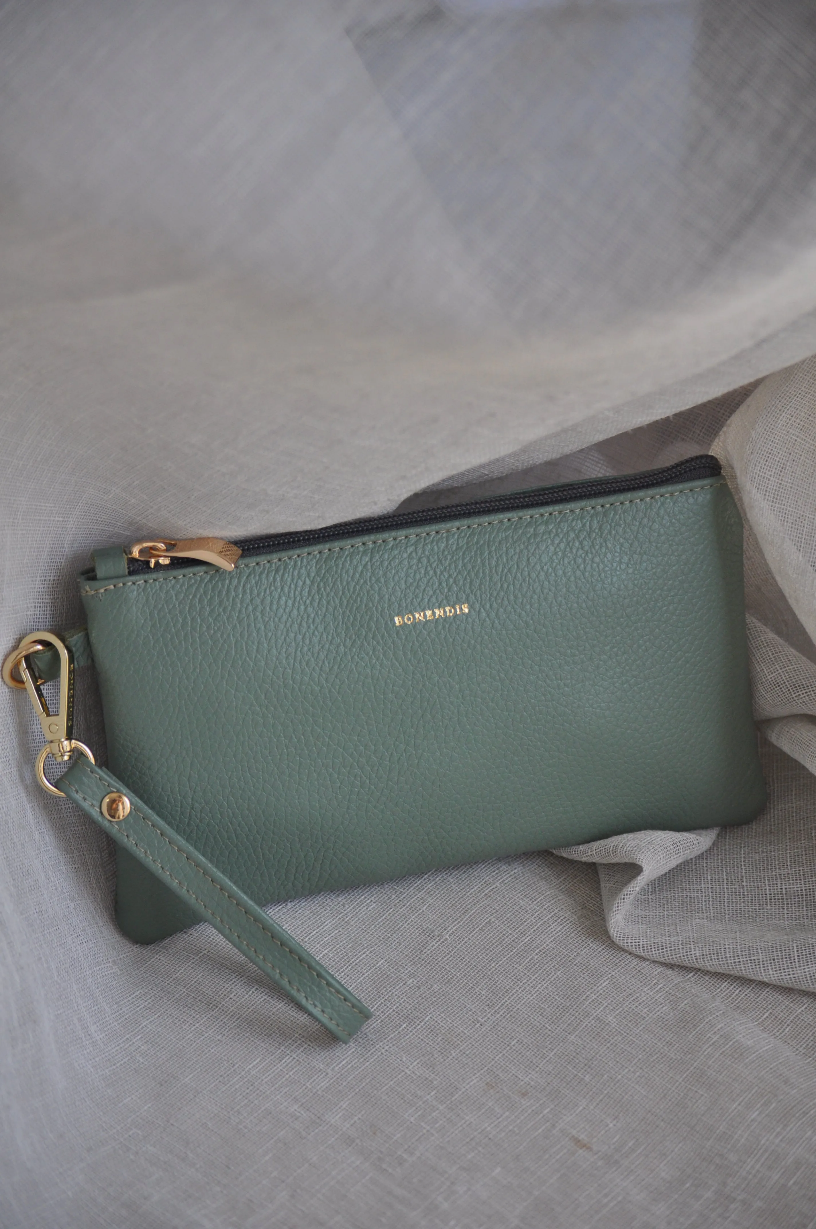 Polly Leather  Pouch - Sage