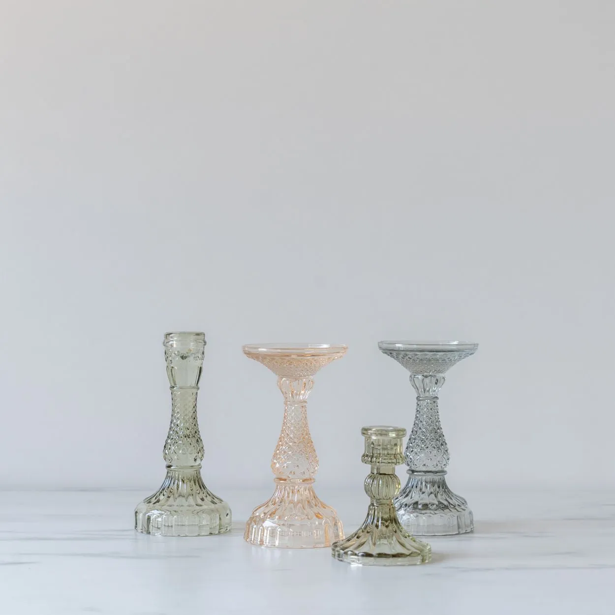 Pressed Glass Pillar Candle Holder