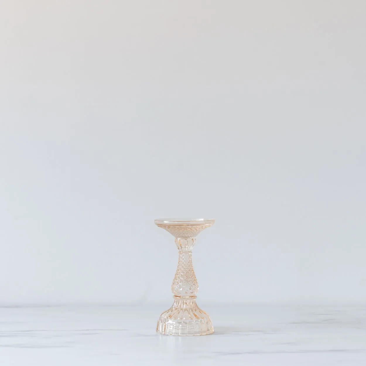 Pressed Glass Pillar Candle Holder